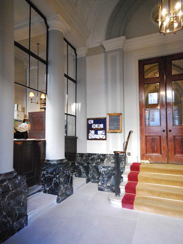 Hand painted faux black & gold marble for the Travellers Club entrance hall - Pall Mall - London